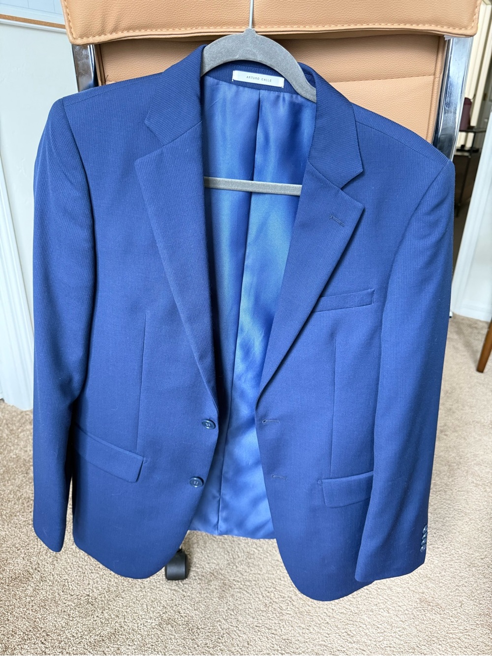 Austin Reed Blue Two-Button Notch Lapel Blazer
